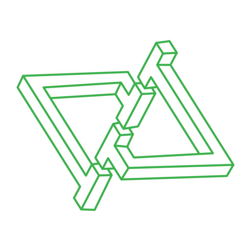 Impossible shapes. Sacred geometry. Optical illusion logo. Abstract eternal geometric objects. Optical art. Impossible geometry symbol on a white background. Line art. vector