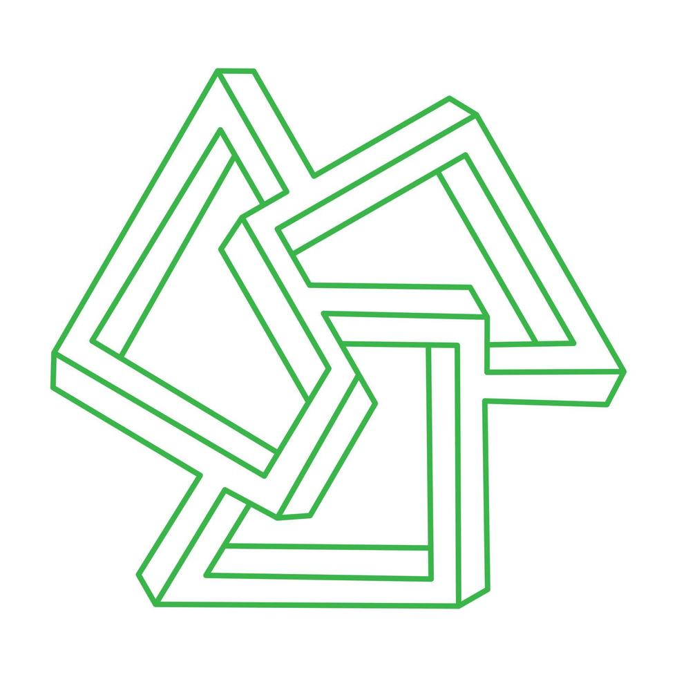 Impossible shapes, optical illusion figure, vector. Optical art objects. Geometry logo. vector