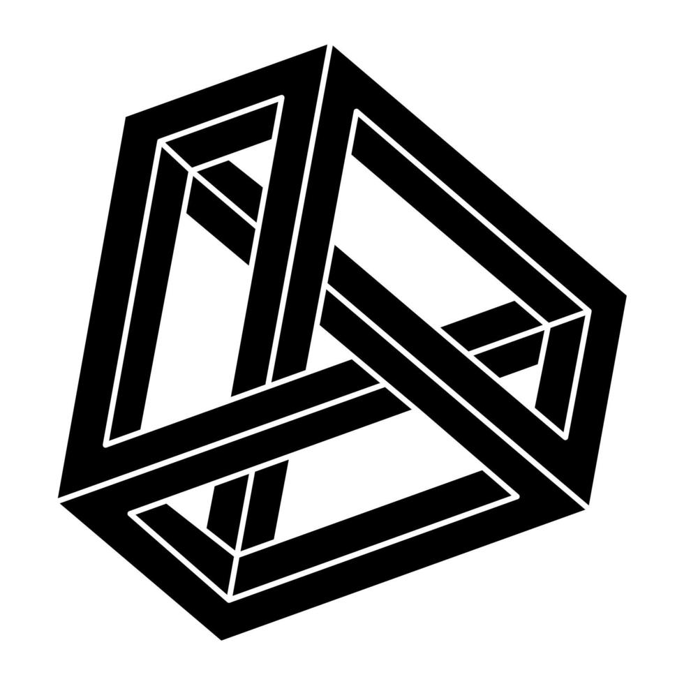 Impossible optical illusion shape. Optical art object. Impossible figure. Geometry. vector