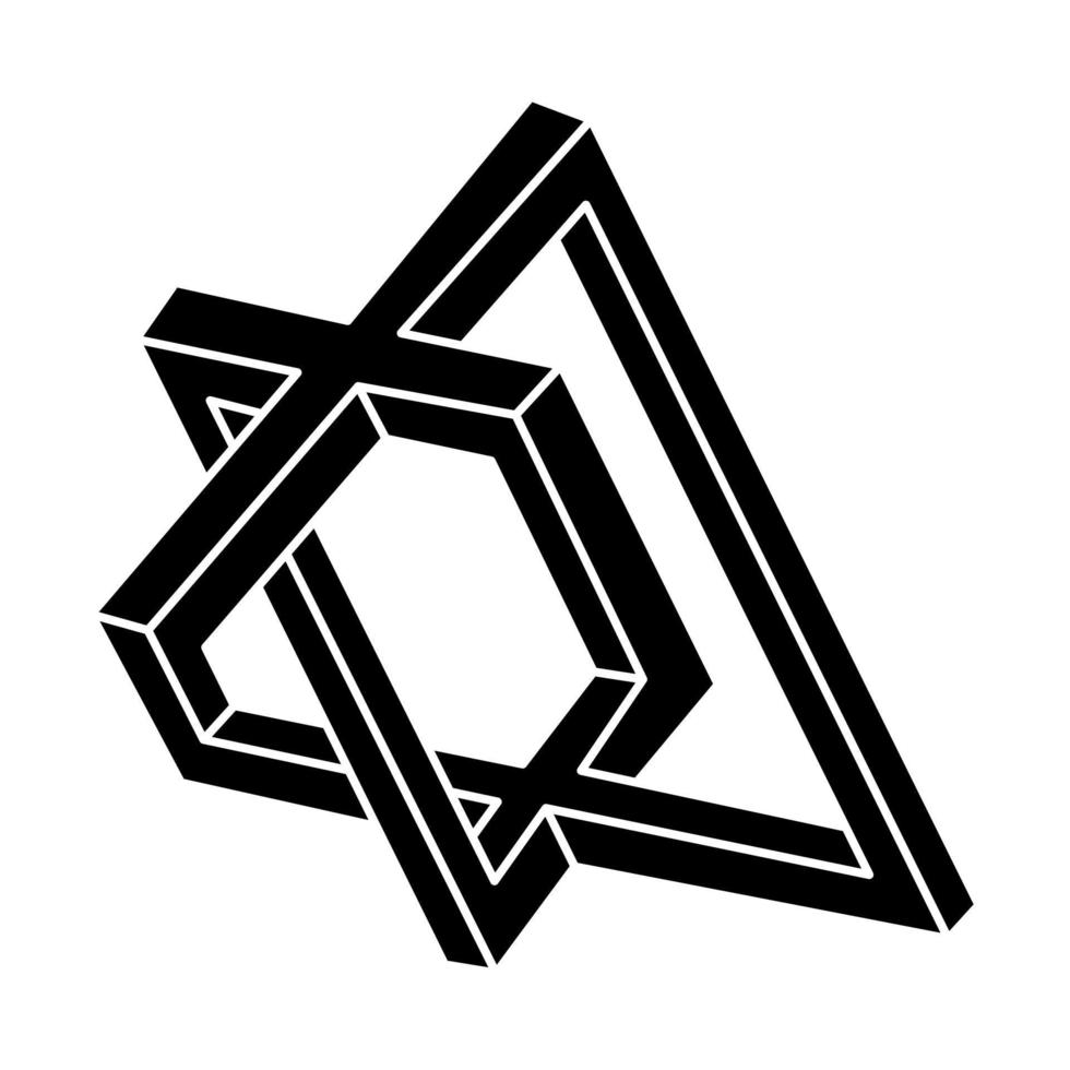 Impossible object. Line geometric shape. Optical illusion figure. vector