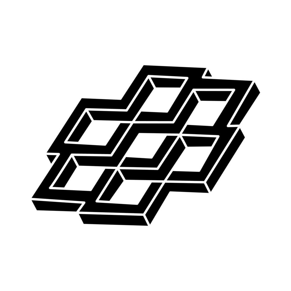 Impossible shape logo design, optical illusion object. Geometry. Optical art figure. vector