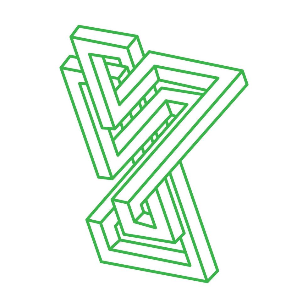 Impossible shapes. Sacred geometry figure. Optical illusion. Abstract eternal geometric objects. Impossible endless outline. Logo. Impossible geometry object on a white background. Optical art. vector