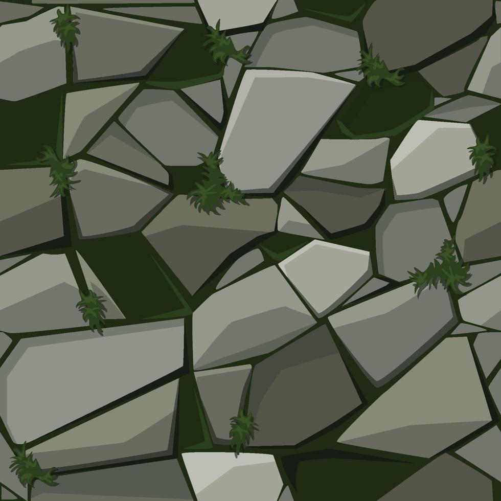 Texture for paving stone on the grass. Seamless pattern of stones and cobblestones. vector
