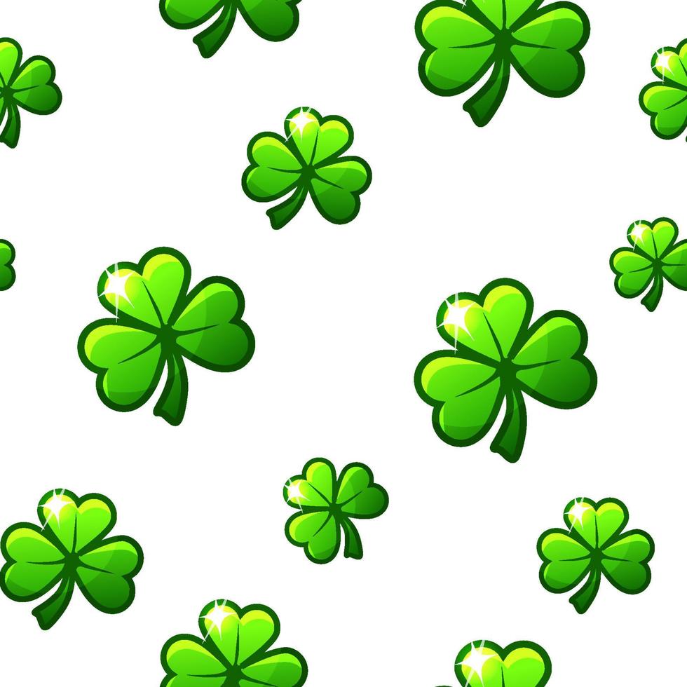 St. Patricks Day seamless pattern with green clovers. Background, wrapping paper for the holiday with shamrocks, trefoils. vector