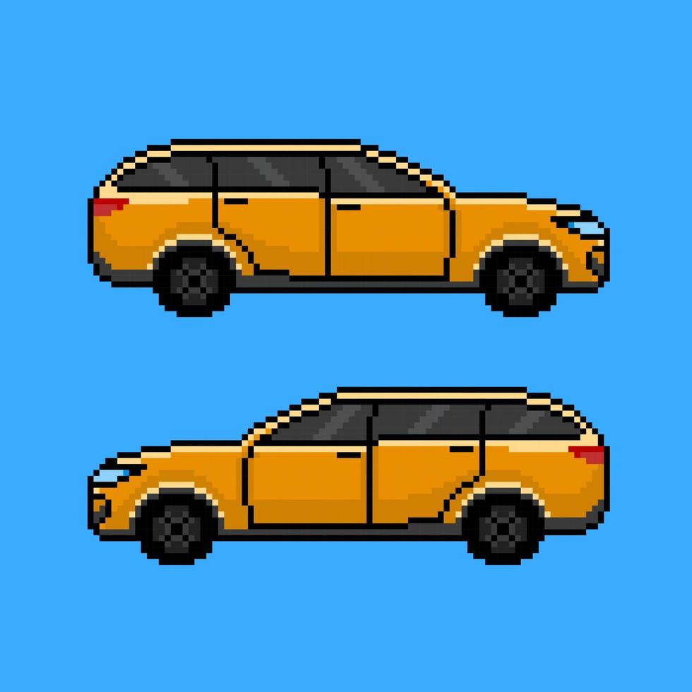 arte de píxeles de coche naranja vector