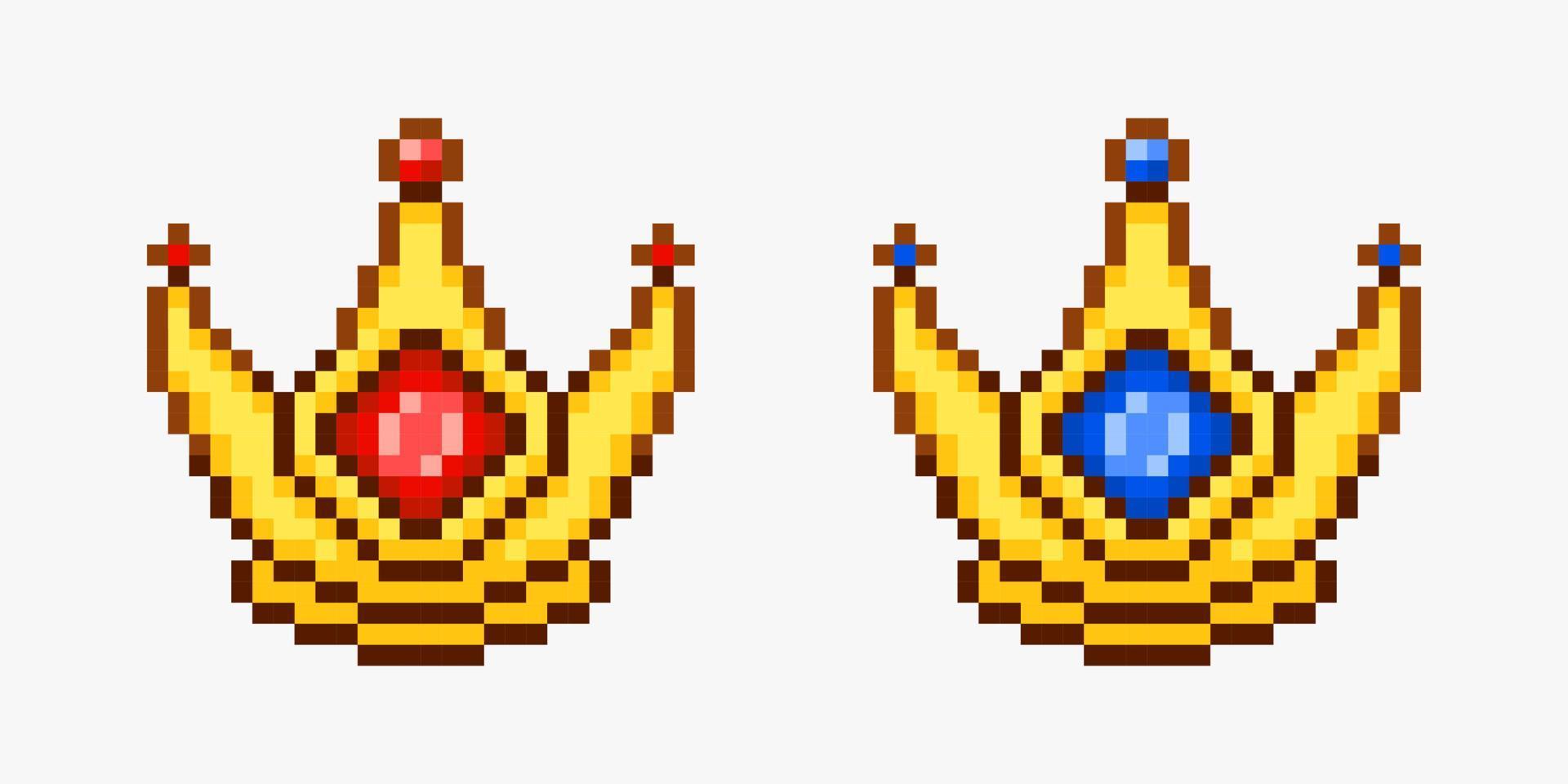 Crown collection in pixel art style vector