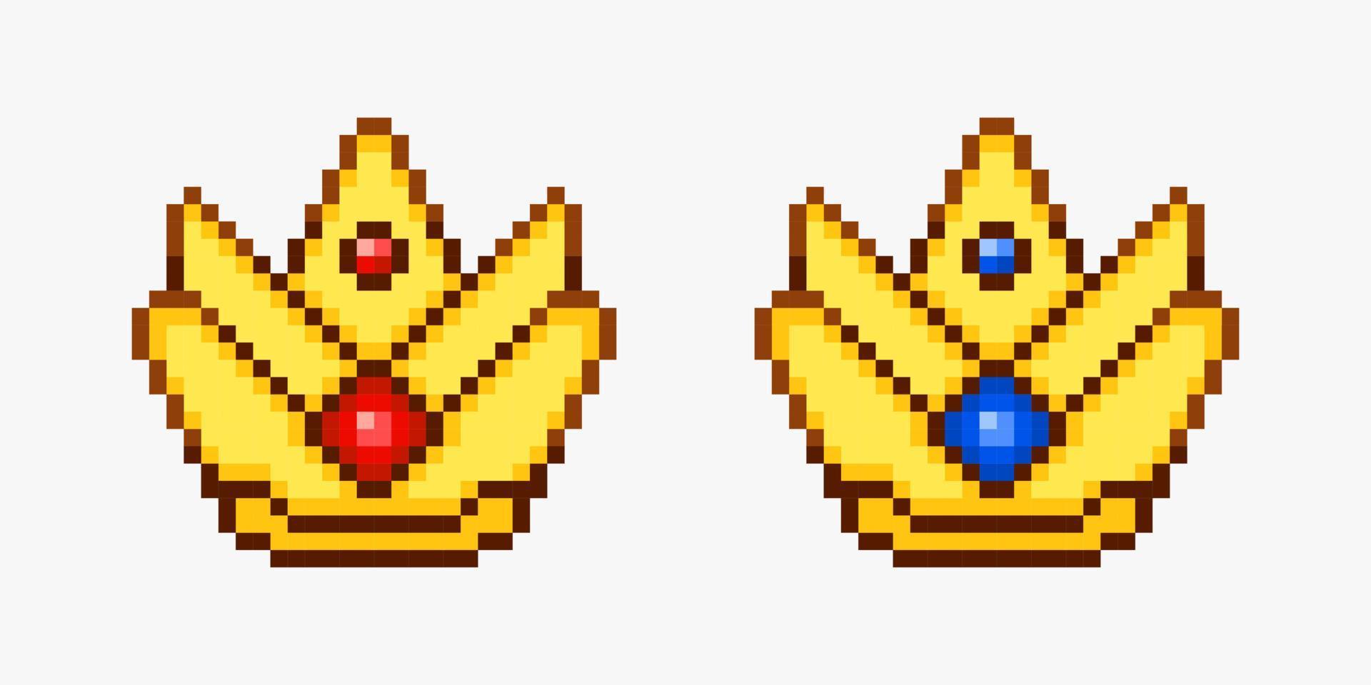 Crown collection in pixel art style vector