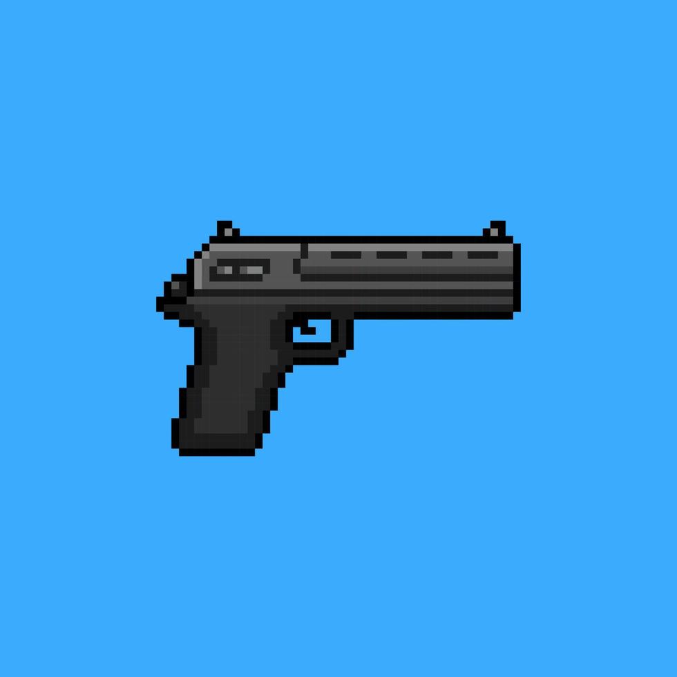 Black pistol pixel art vector