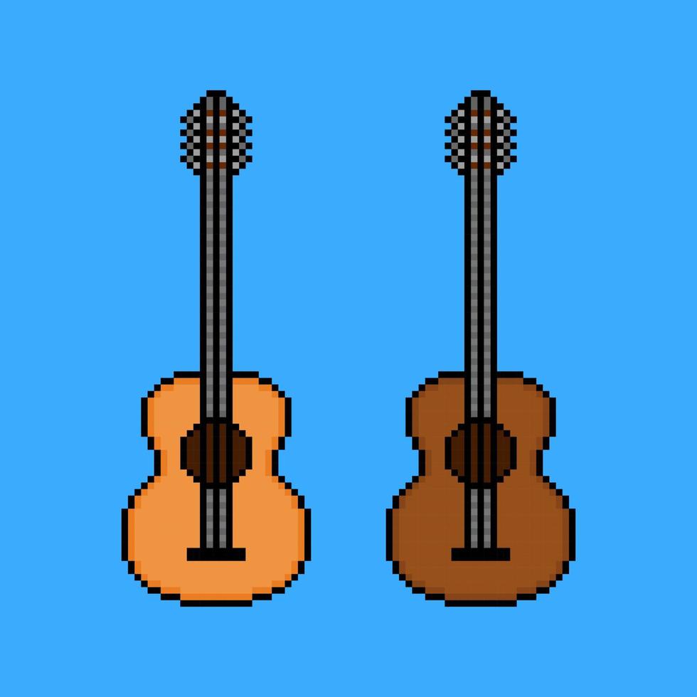 guitarras en estilo pixel art vector