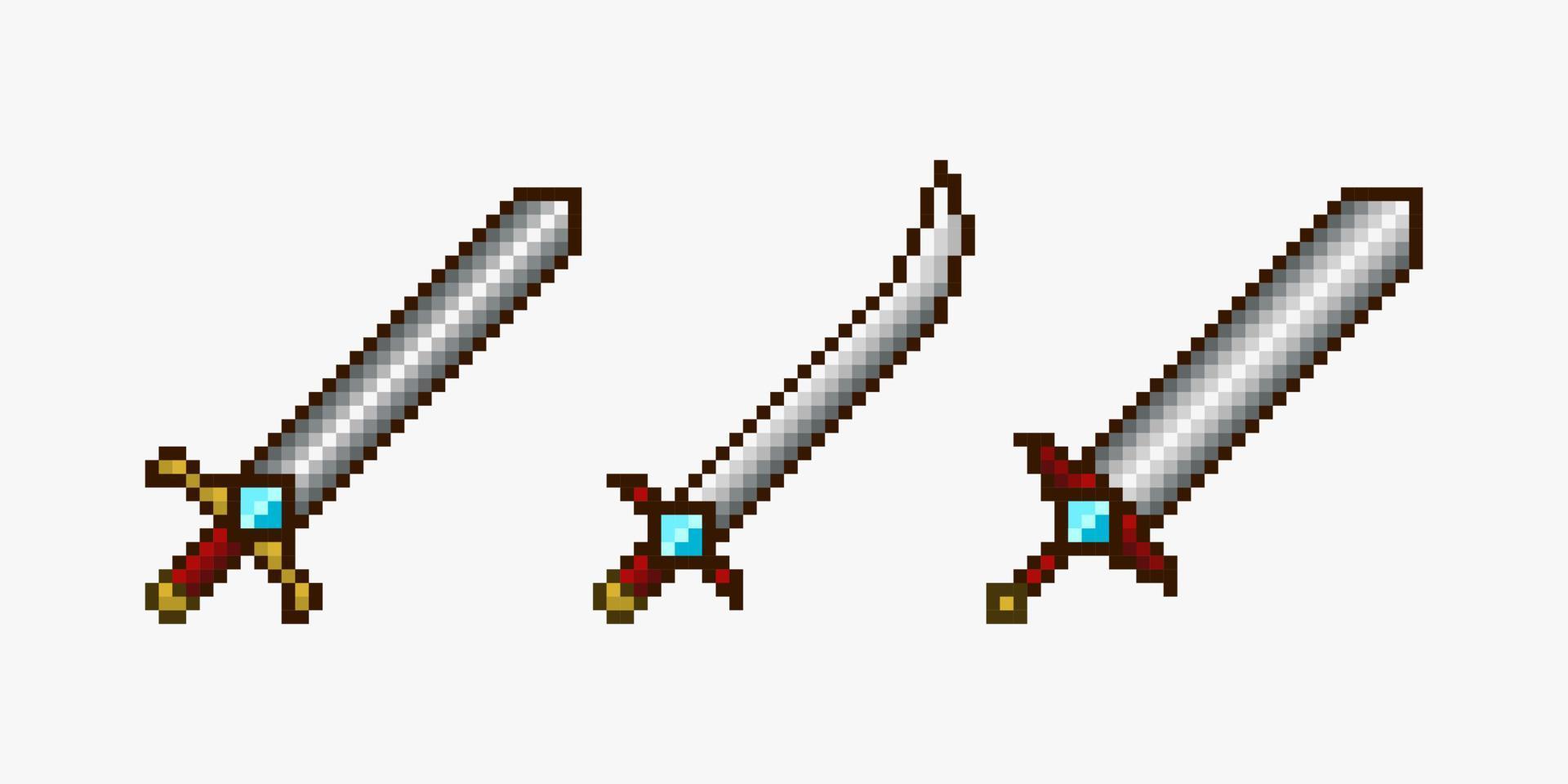 Weapons in pixel art design vector