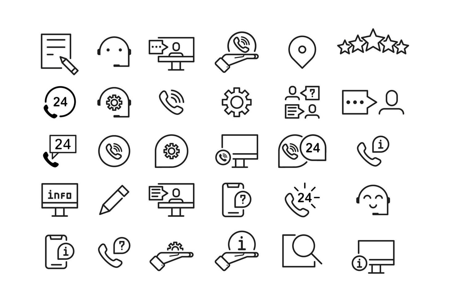 Help, Support and Contact, Phone Assistant. Vector illustration set icons
