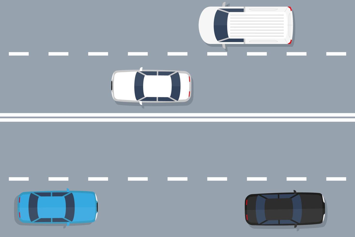 ilustración de tráfico por carretera. vector en vista superior de diseño plano