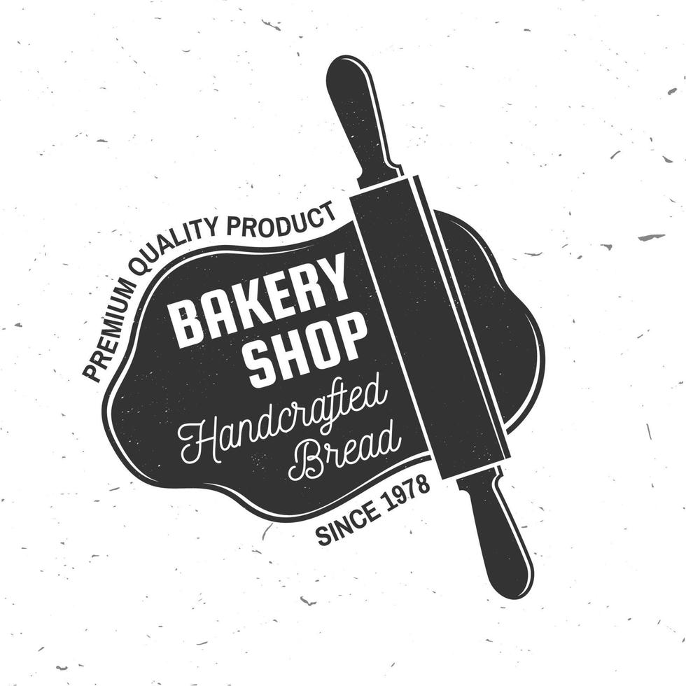 Bakery shop. Vector. Concept for badge, shirt, label, stamp or tee. Typography design with rolling pin, text, dough silhouette. Template for restaurant identity objects, packaging and menu vector