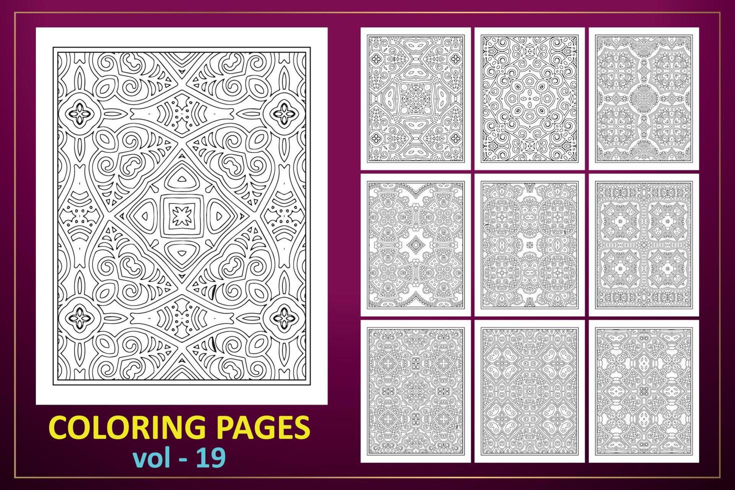 diseño de página para colorear mandala kdp. Fondo de mandala de página para colorear. patrón de libro de coloración floral en blanco y negro. vector