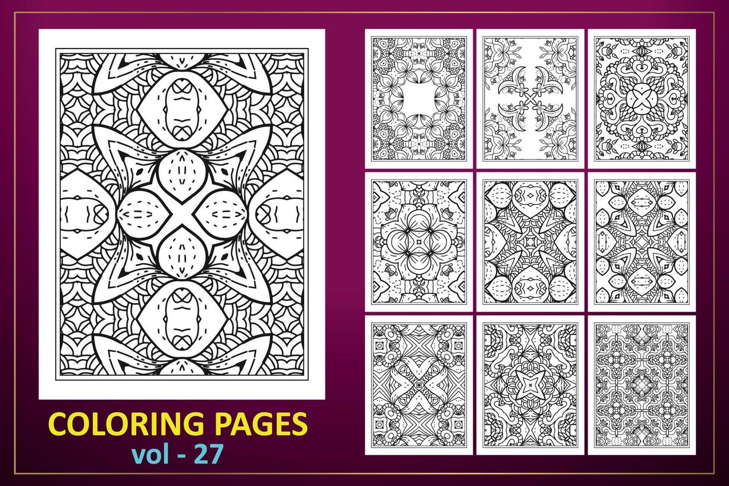 Mandala KDP coloring page design. Coloring page mandala background. Black and white floral coloring book pattern. vector