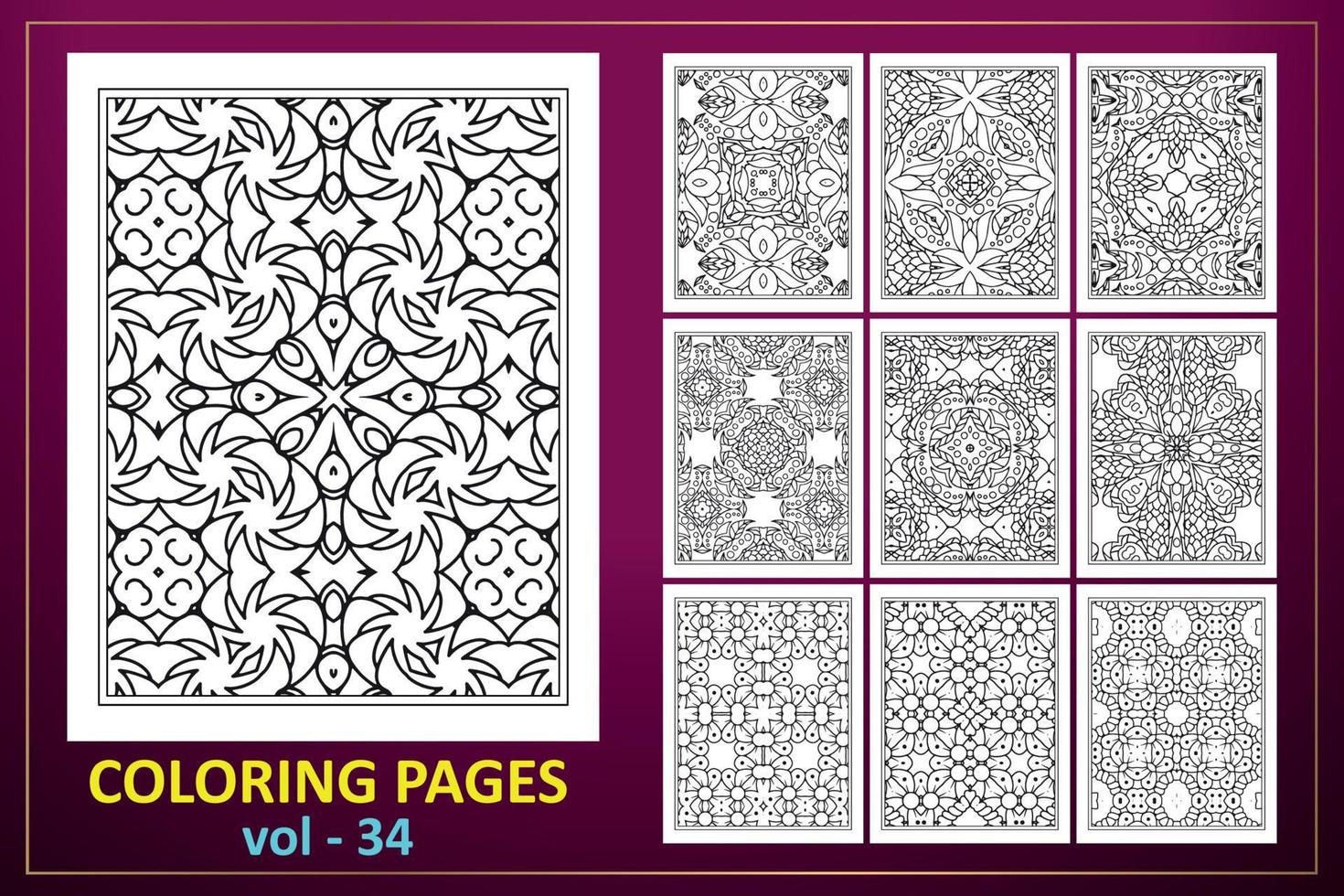 Mandala KDP coloring page design. Coloring page mandala background. Black and white floral coloring book pattern. vector