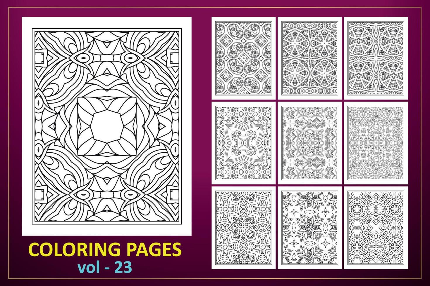 diseño de página para colorear mandala kdp. Fondo de mandala de página para colorear. patrón de libro de coloración floral en blanco y negro. vector