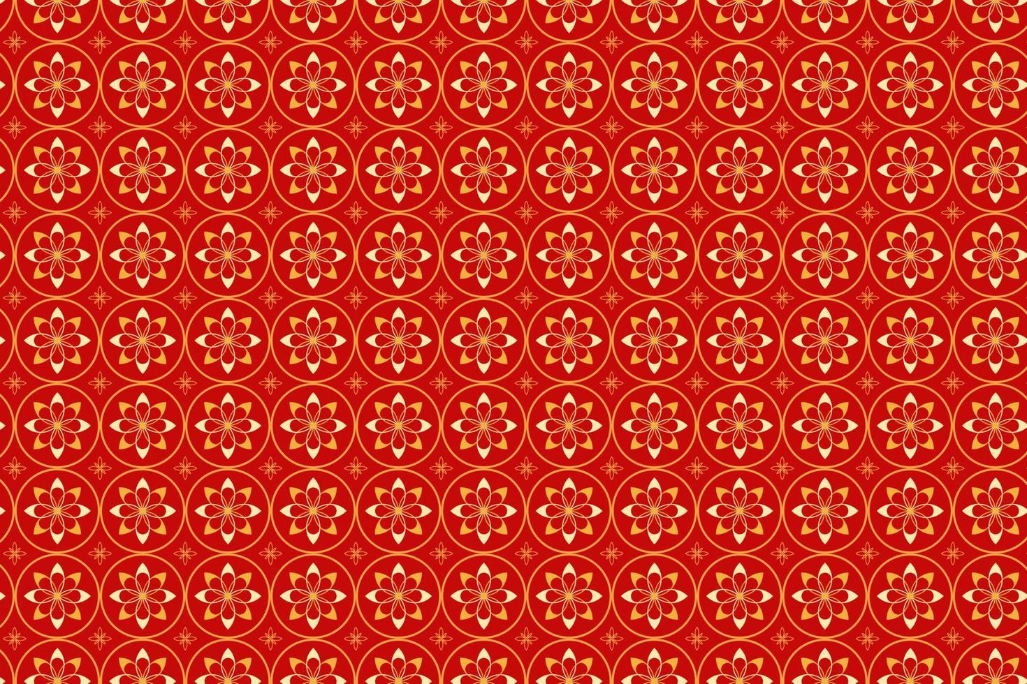 patrón vectorial de flor de cerezo, patrón tradicional, textura tradicional, fondo rojo y dorado. vector