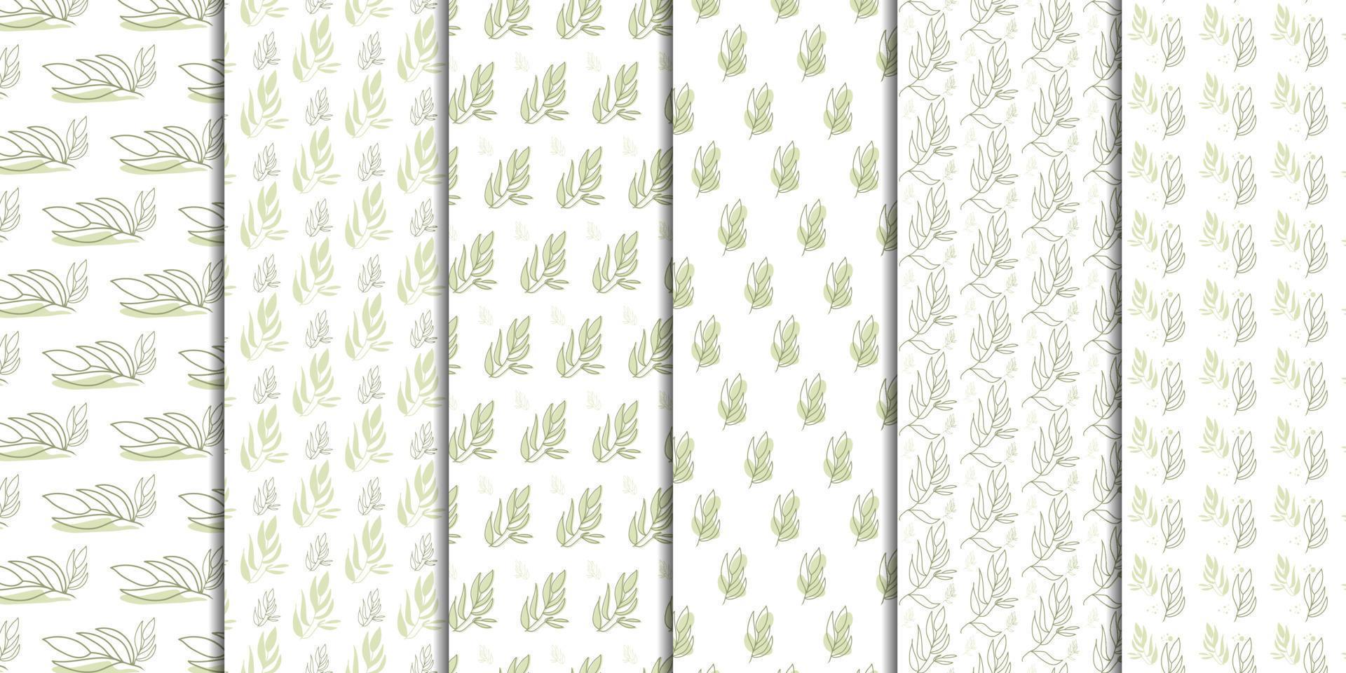 Set of abstract green leaf patterns on white background, illustration, pattern vector. vector