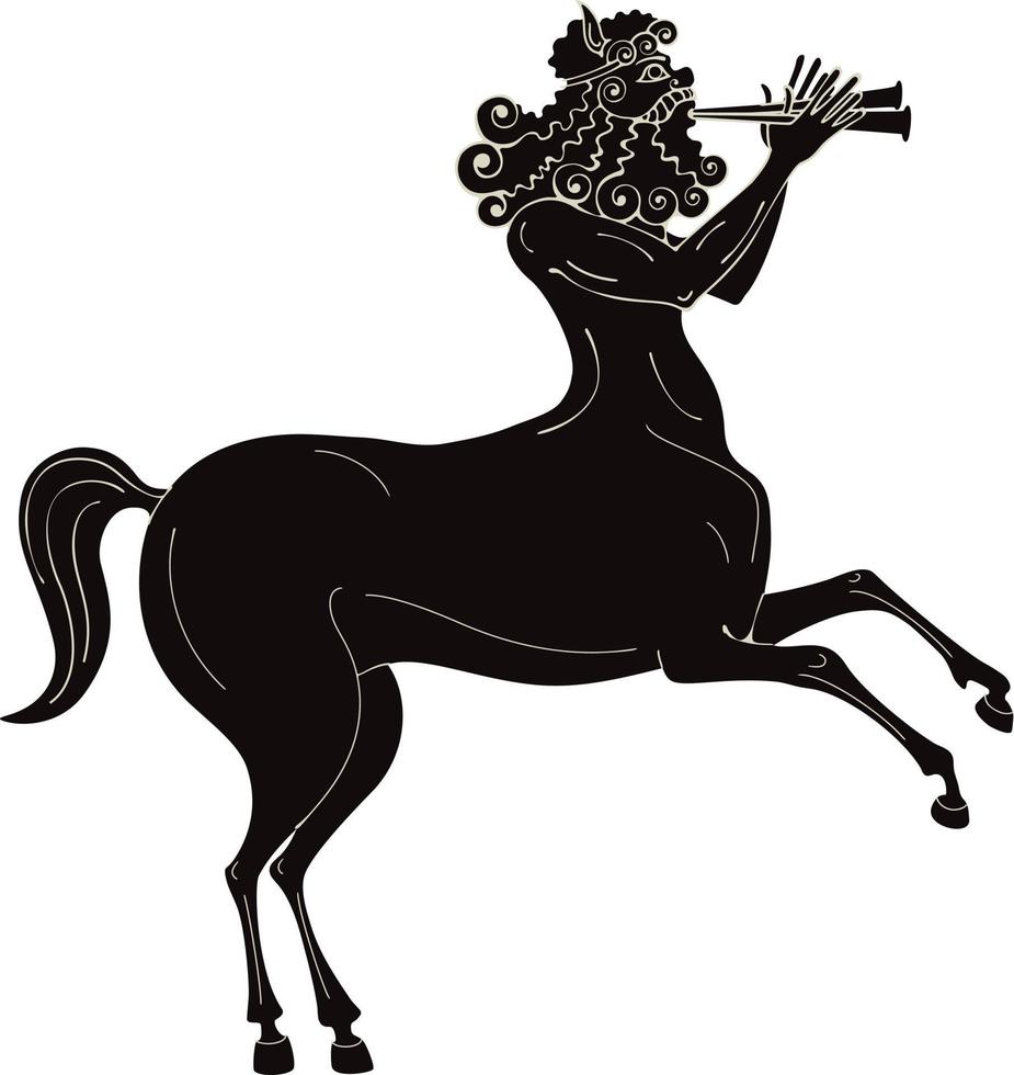 centauro.sátiro.mercurio.antigua grecia.historia.cultura.diseño de cerámica de figuras negras. vector
