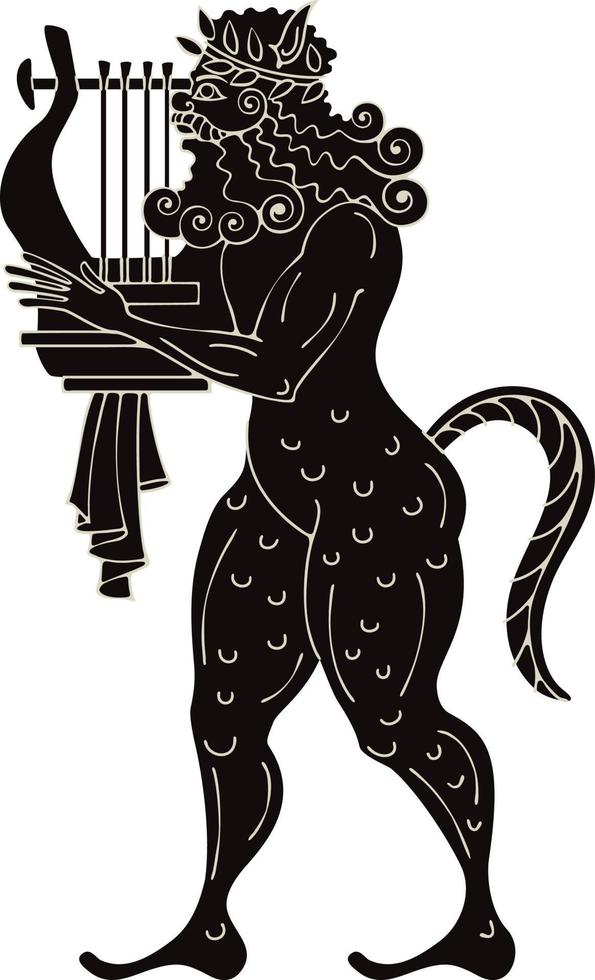 Centaur.Satyr.Mercury.Ancient greece.History.Culture.Black figure pottery design. vector