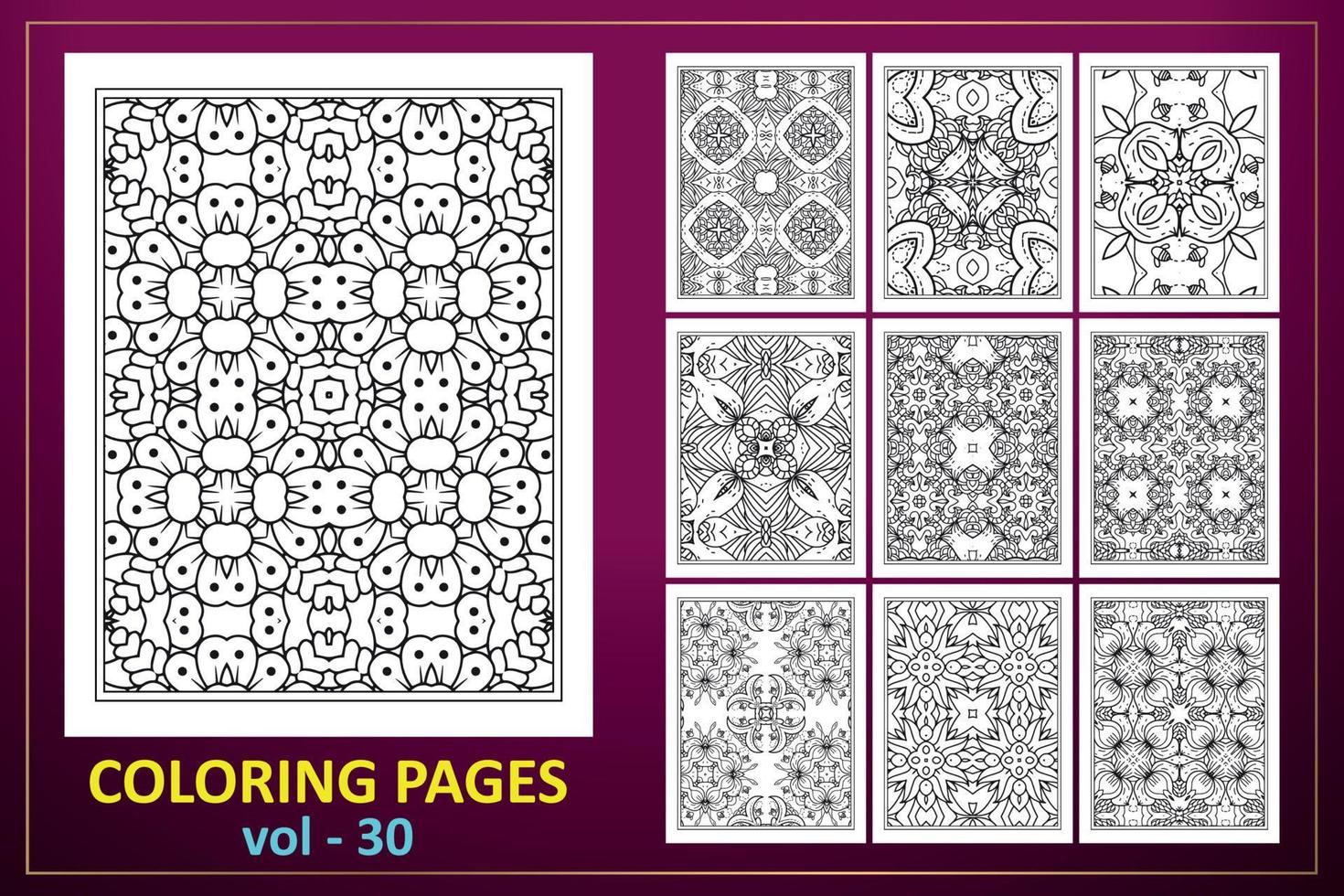 diseño de página para colorear mandala kdp. Fondo de mandala de página para colorear. patrón de libro de coloración floral en blanco y negro. vector