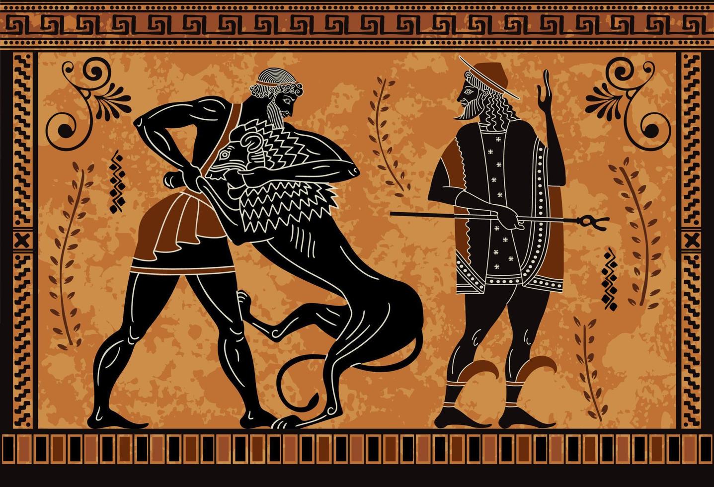 acto heroico de Hércules, antiguo guerrero y monstruo, vector