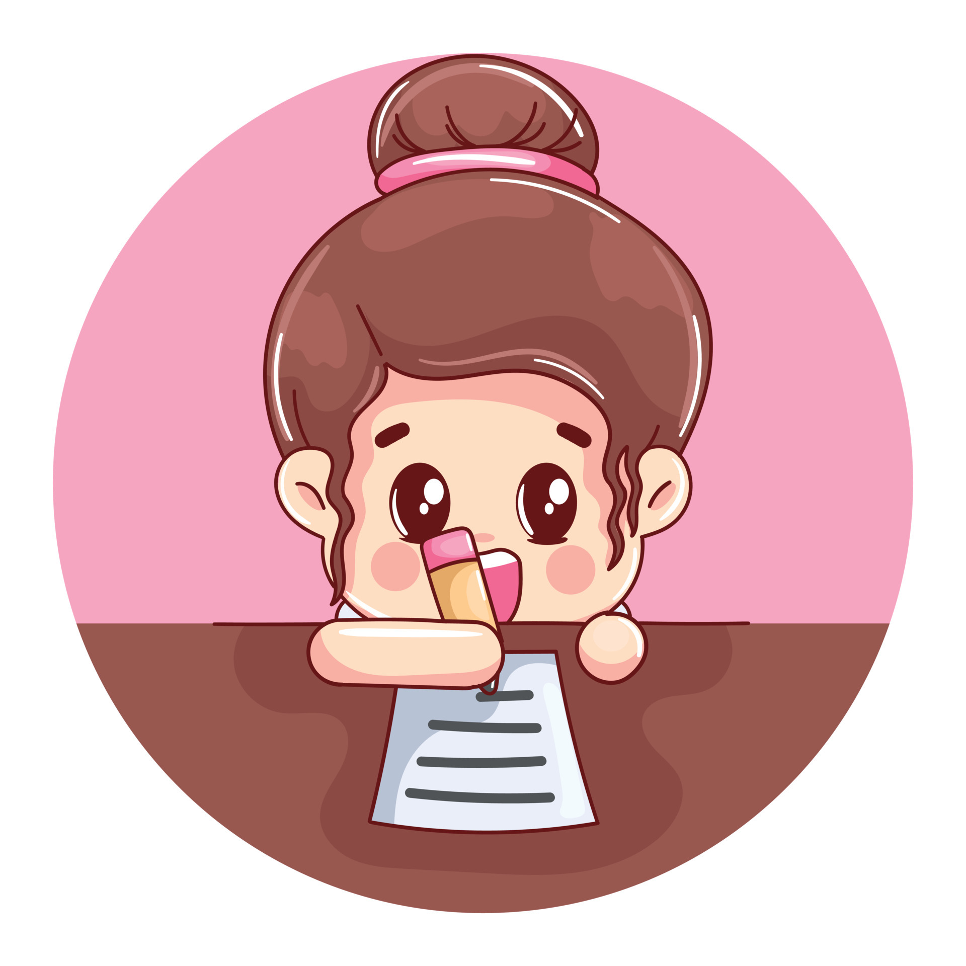 girl writing and studying cheerful cartoon style 5451694 Vector Art at  Vecteezy