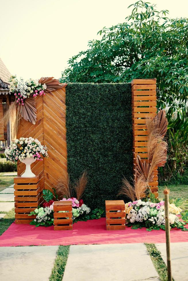 Wedding arch, wedding, wedding moment, wedding decorations, flowers, chairs, outdoor ceremony in the open air photo