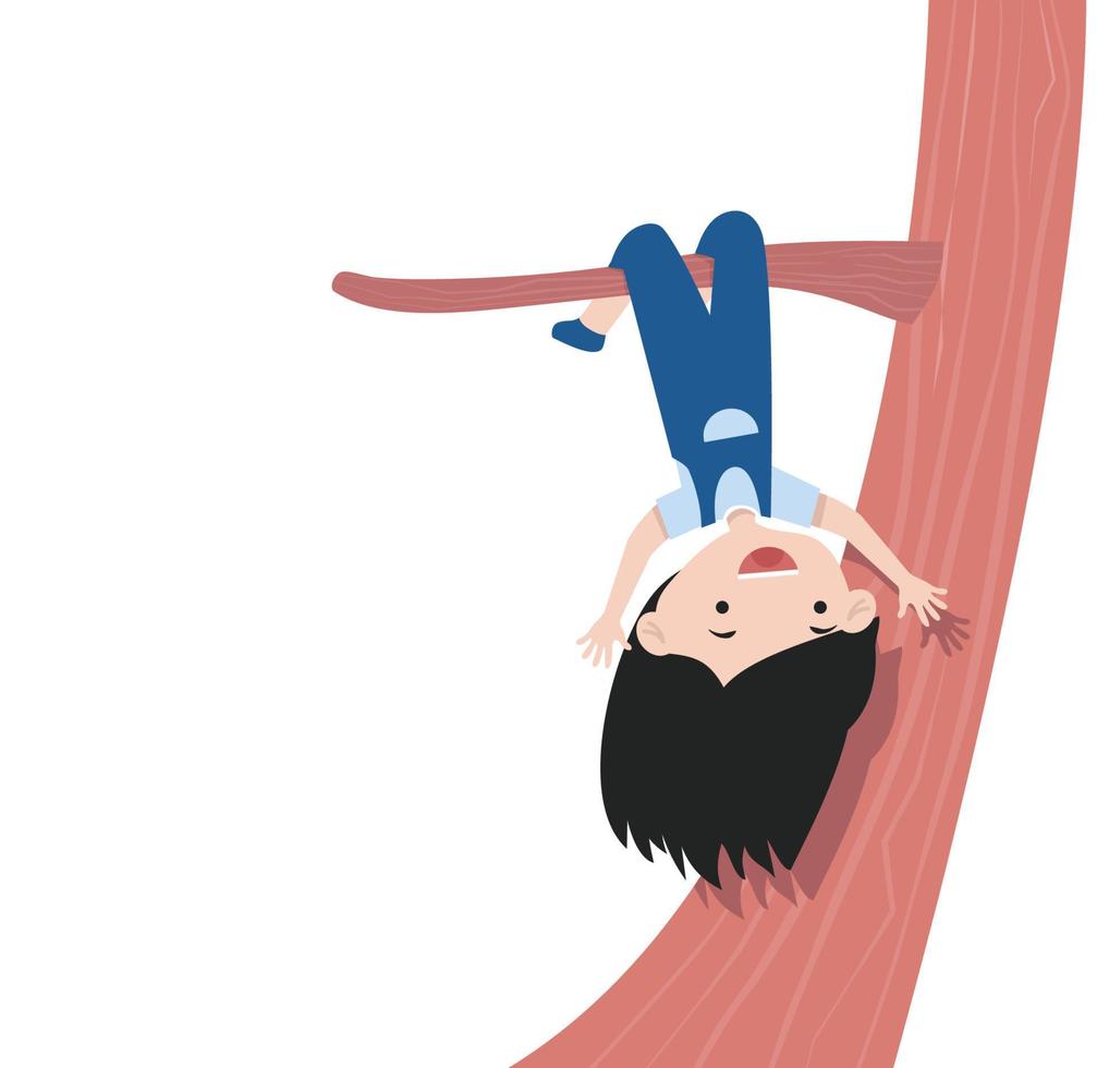 little girl hanging on a tree branch vector