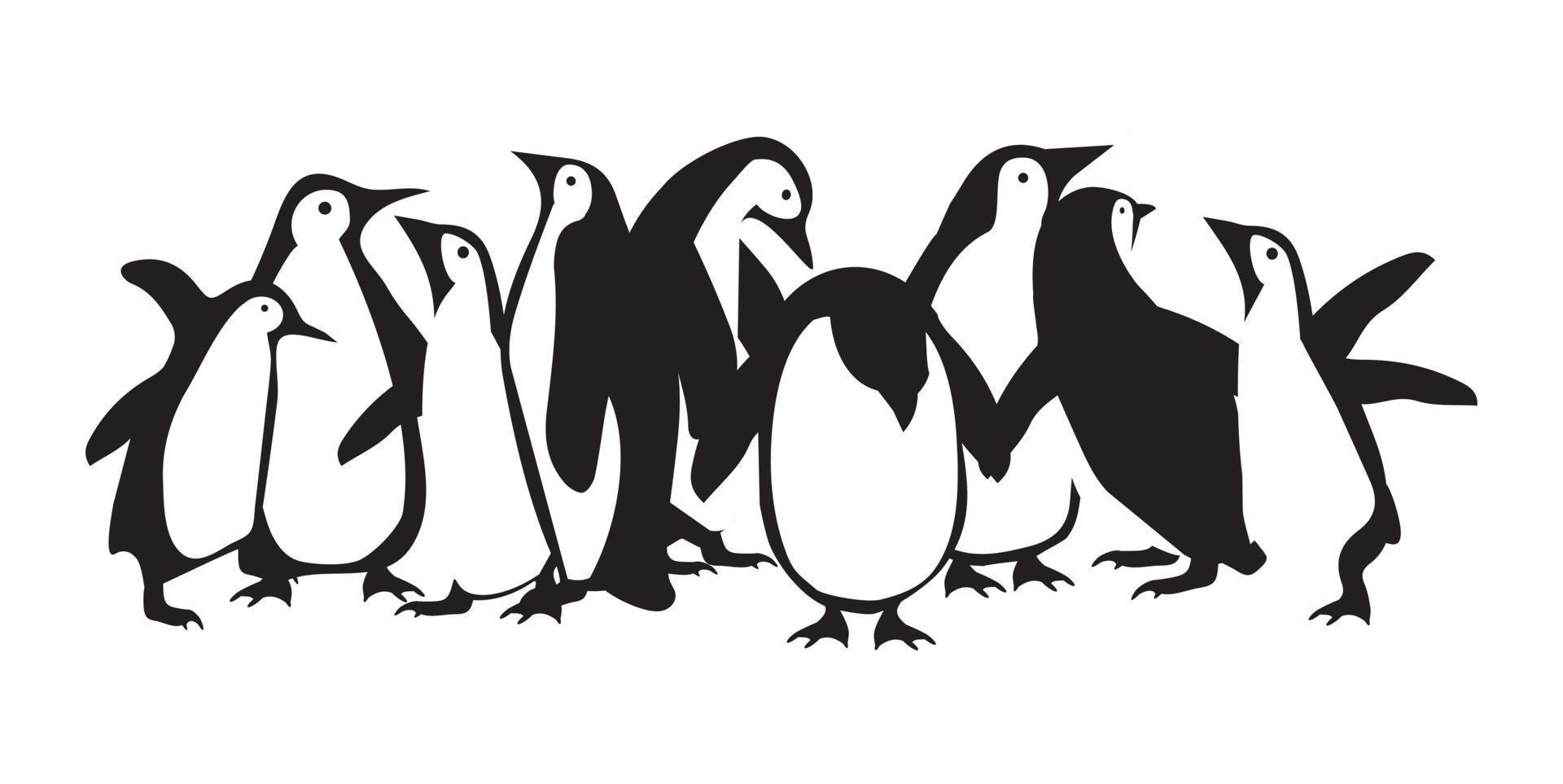 conjunto de familia de pingüinos en diferentes poses vector
