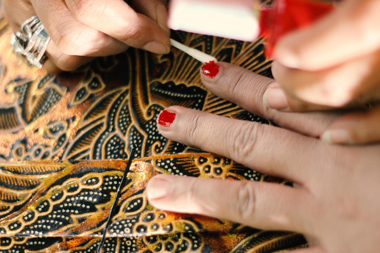 Bride henna carved beautiful and unique at bride's hand photo