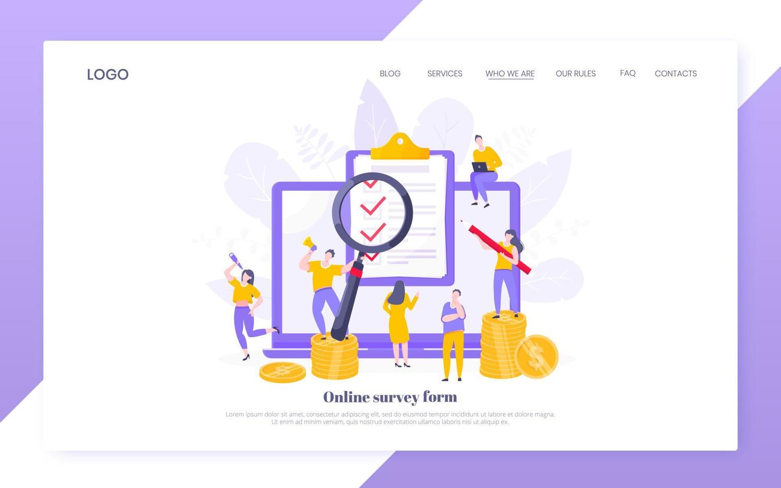 Online survey form or exam application on the monitor screen vector