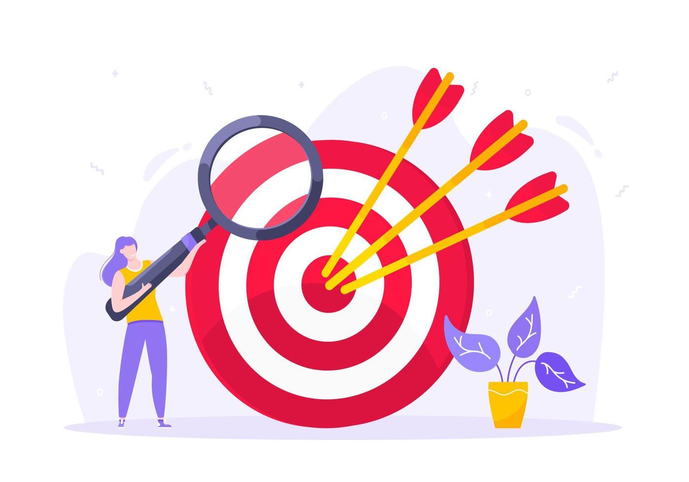 Goal achievement business concept sport target icon and arrows in the bullseye. vector