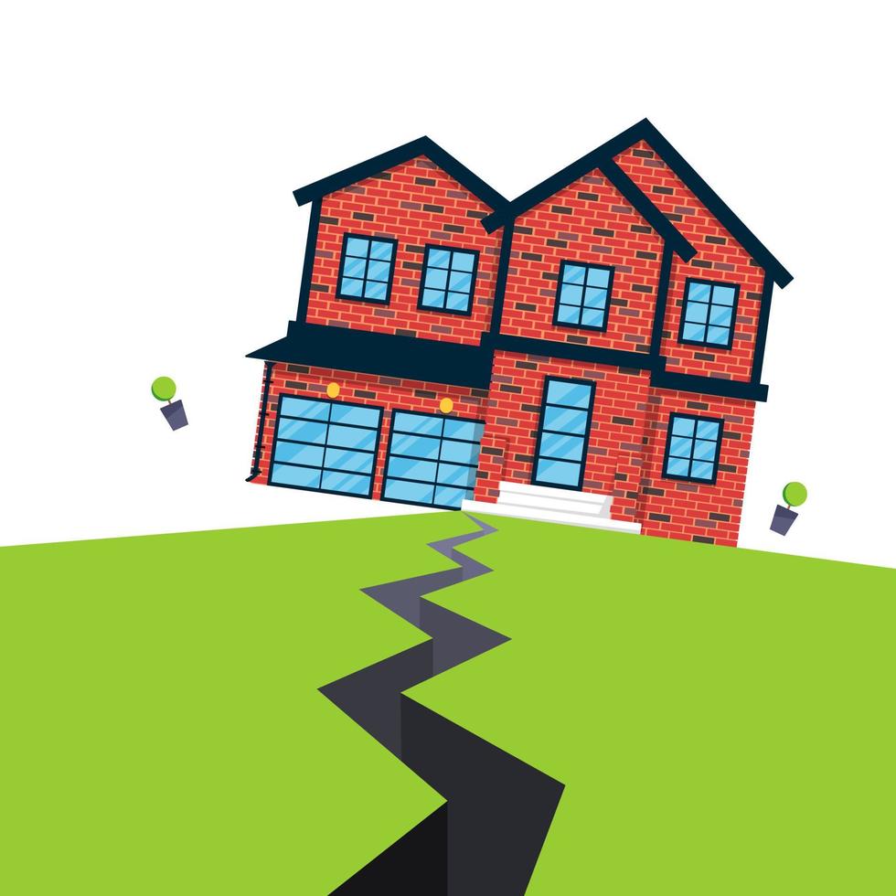 Earthquake house insurance concept flat style vector illustration.