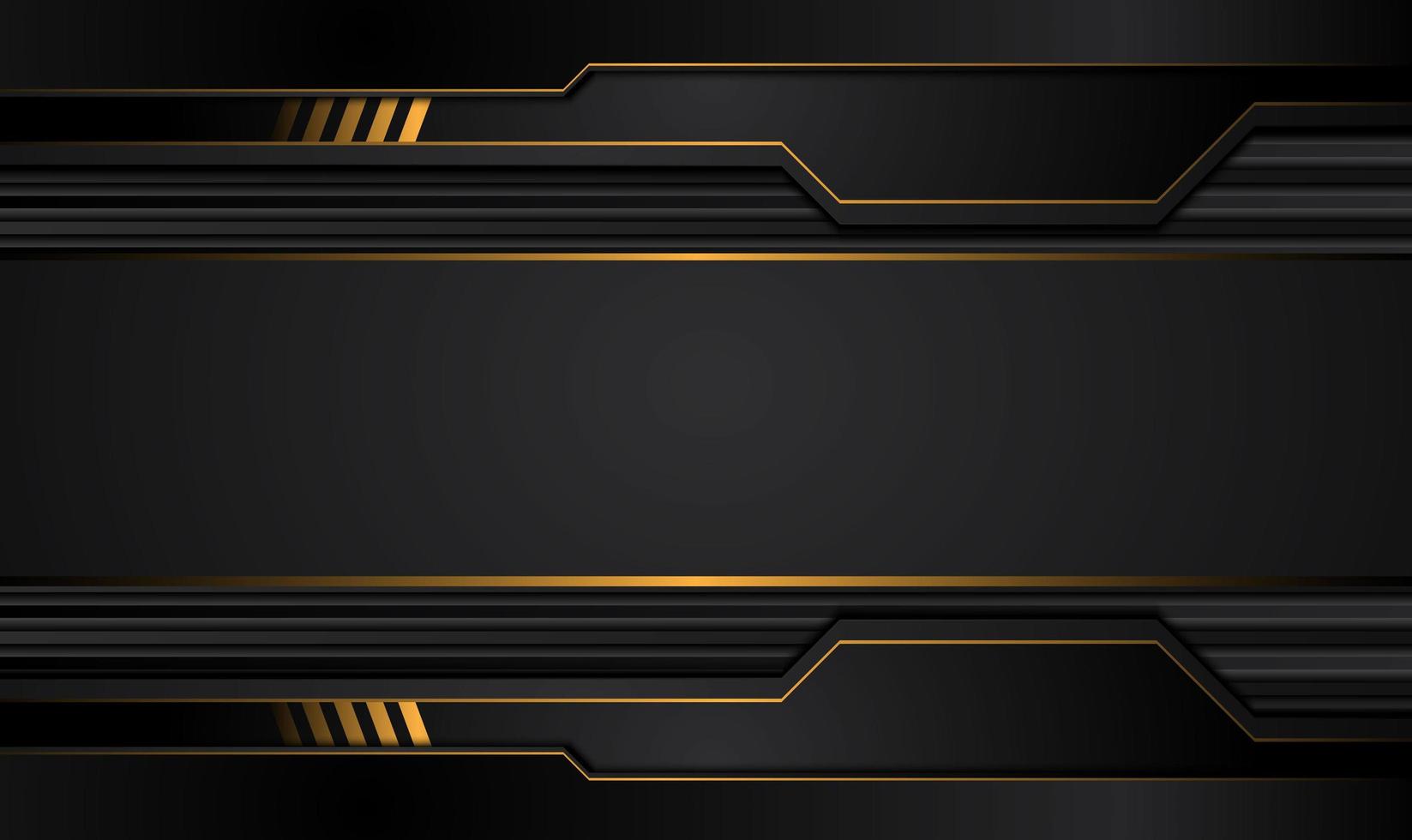 Tech black background with contrast Orange yellow stripes. Abstract vector graphic brochure design