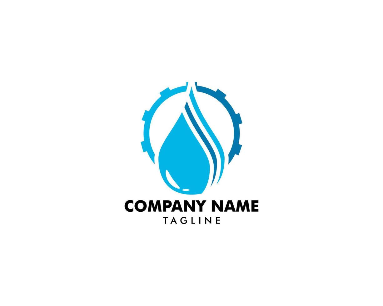 Water drop gear logo concept design vector