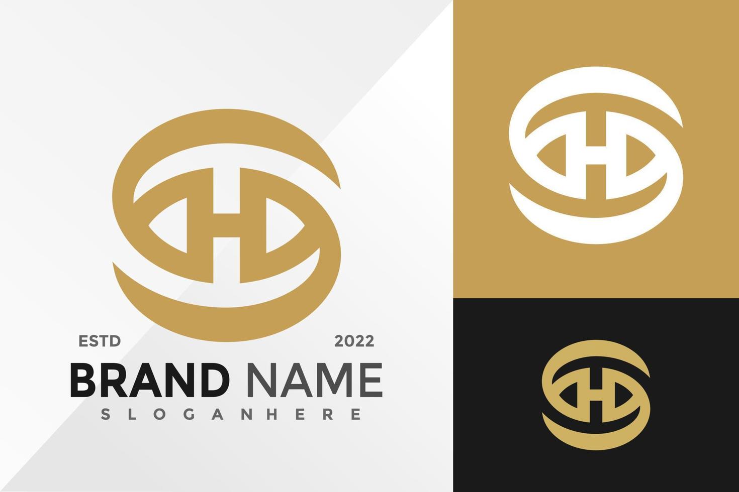 Letter SH or HS Circle Company Logo Design Vector illustration template