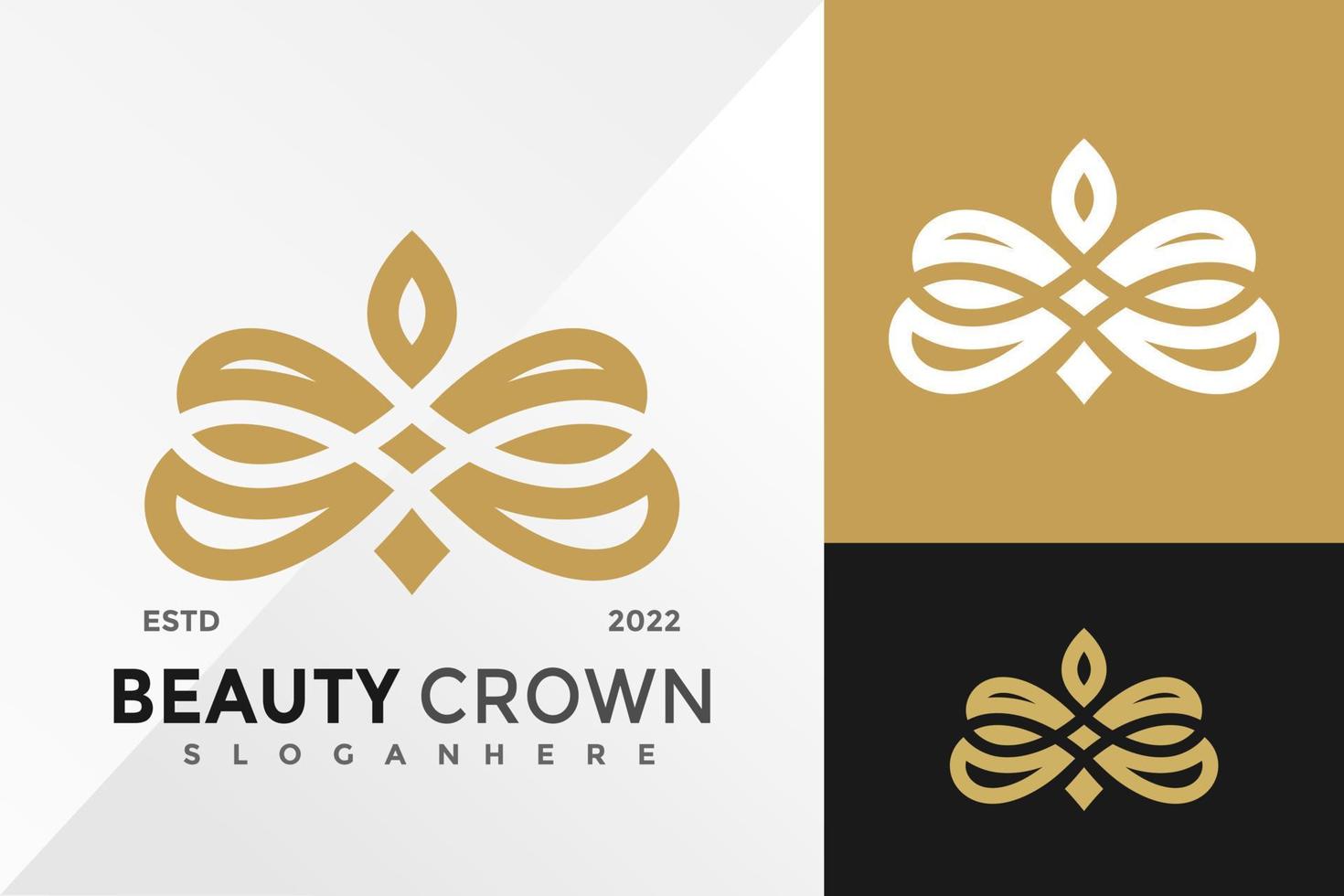Luxury Beauty Crown Logo Design Vector illustration template