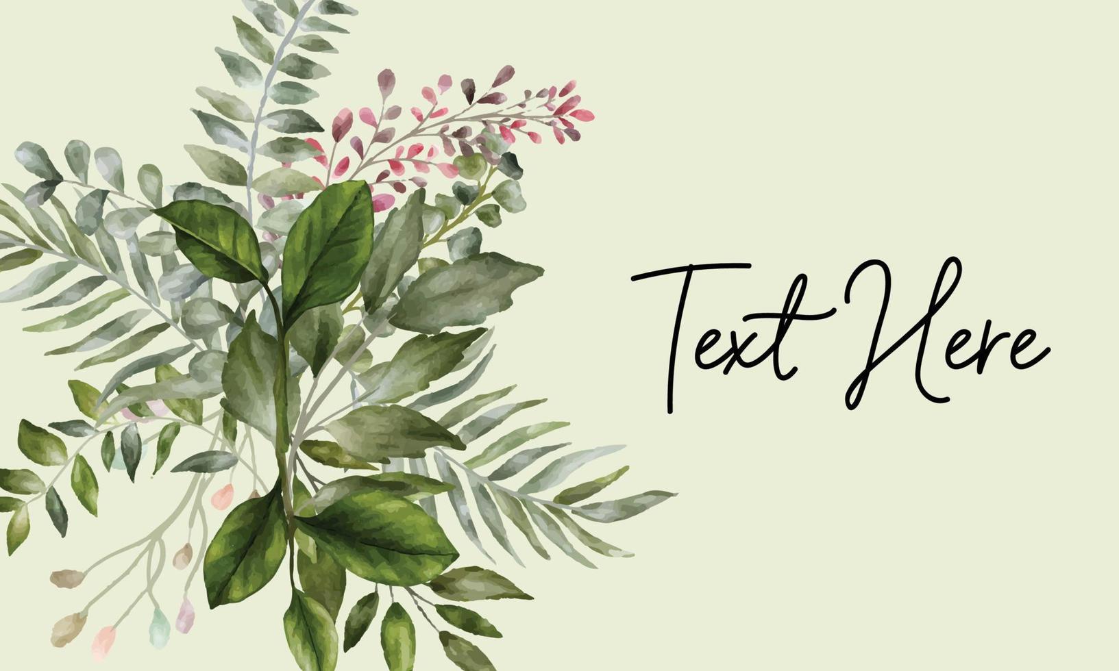 Beautiful watercolor leaves frame on watercolor background vector