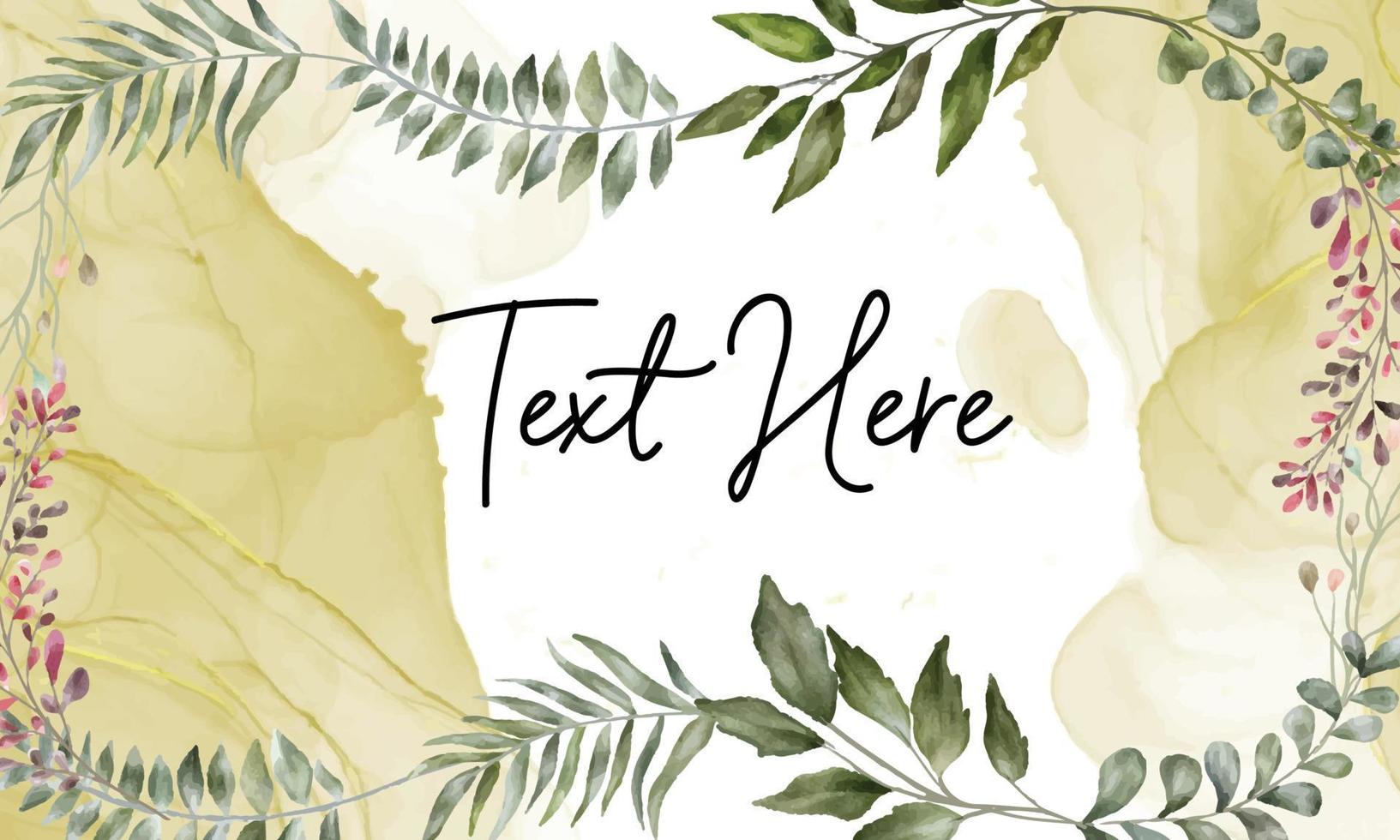 Beautiful watercolor leaves frame on watercolor background vector