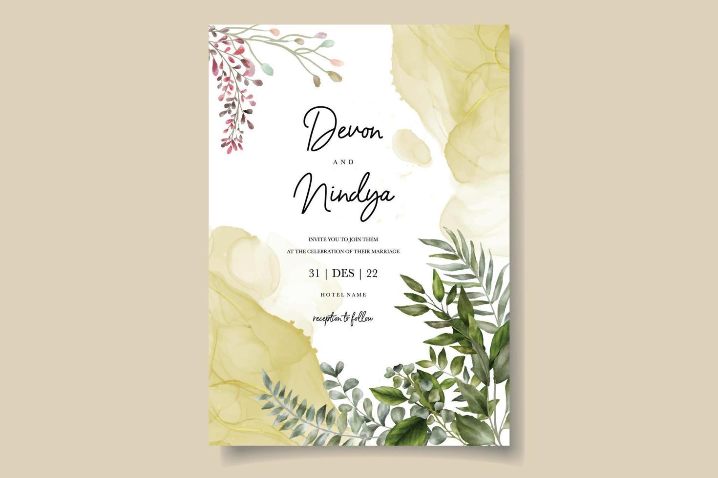 elegante diseño floral de tarjeta de boda vector