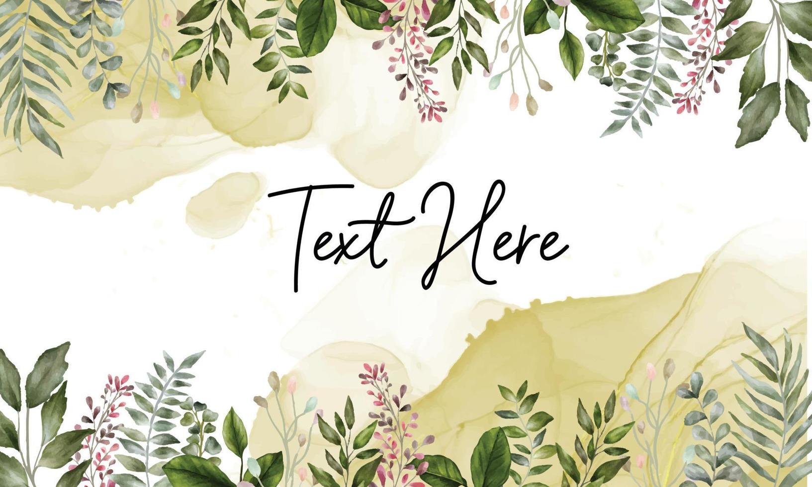 Beautiful watercolor leaves frame on watercolor background vector