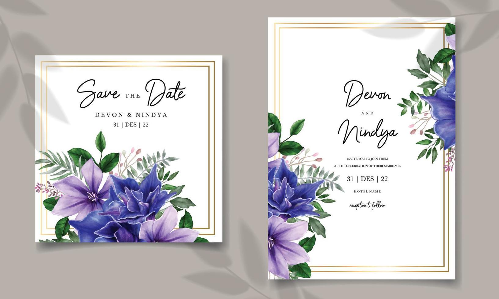Wedding invitation with beautiful floral decoration vector
