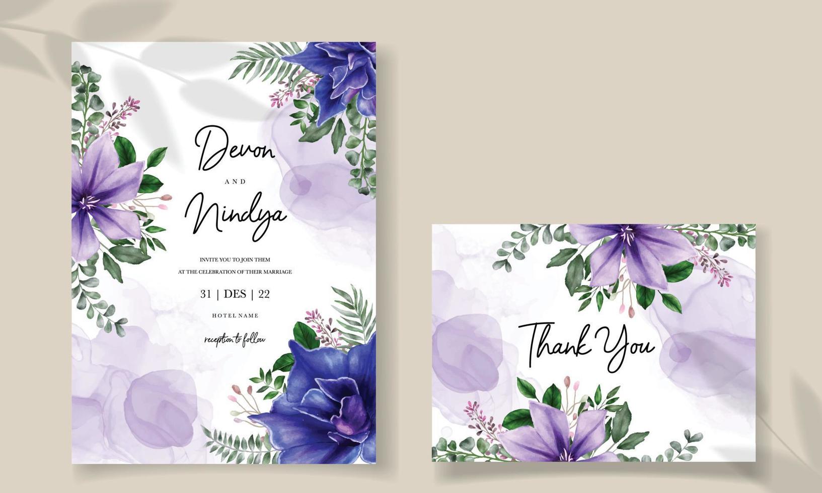 Wedding invitation with beautiful floral decoration vector