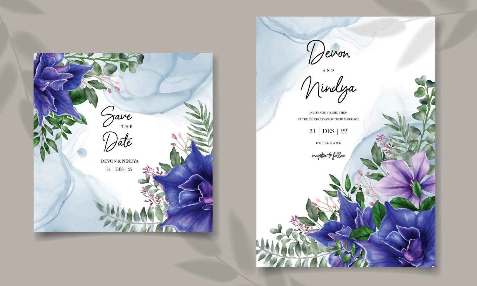 invitación de boda con hermosa decoración floral vector
