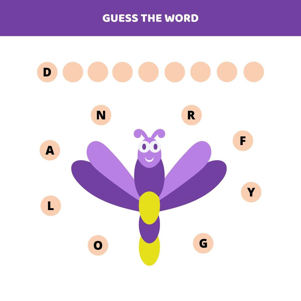 Guess the word. Educational game for kids. vector