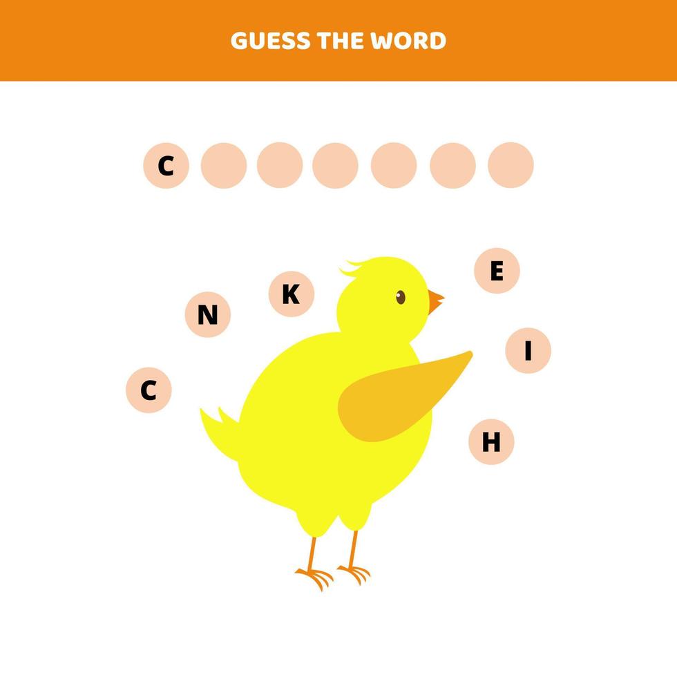 Guess the word. Educational game for kids. vector