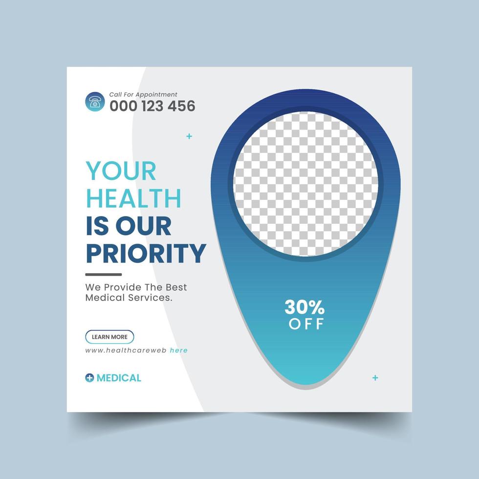 Medical social media post and web banner template Free Vector