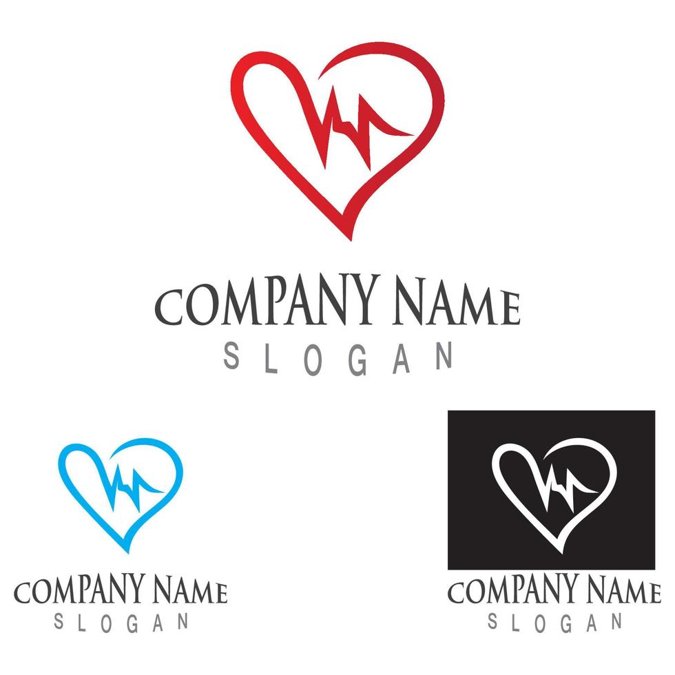 Cardiography heart beat with love logo design inspiration template vector